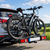 Fietsendrager voor e-bike op trekhaak met elektrische fiets gemonteerd